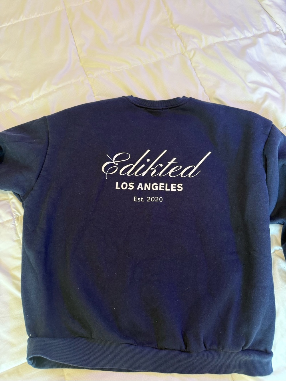 Edikted Navy Pullover with White Script Logo - Picture 2 of 2